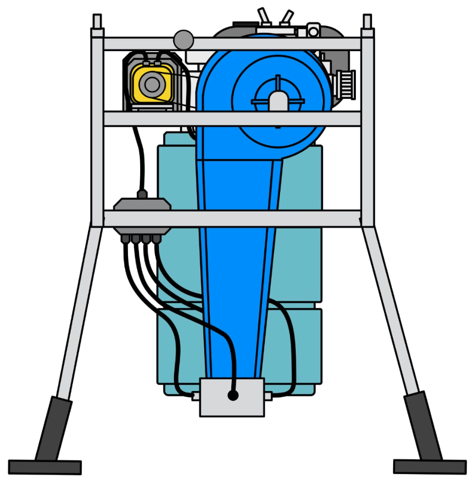 Orthographic technical system drawing of the Helioss H1 attachment